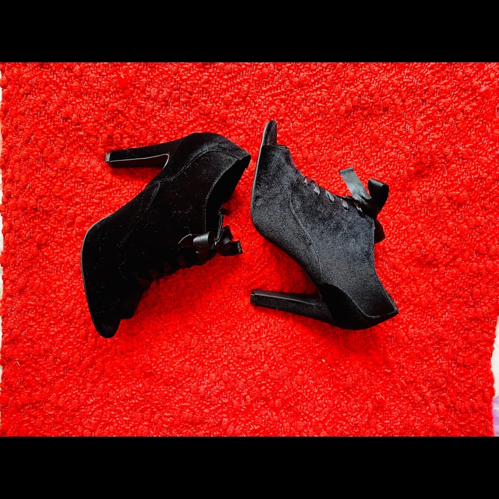 Kelky & Katie Velvet Peep Toe Heels
